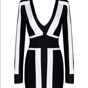 Black and white body conscious dress size S
